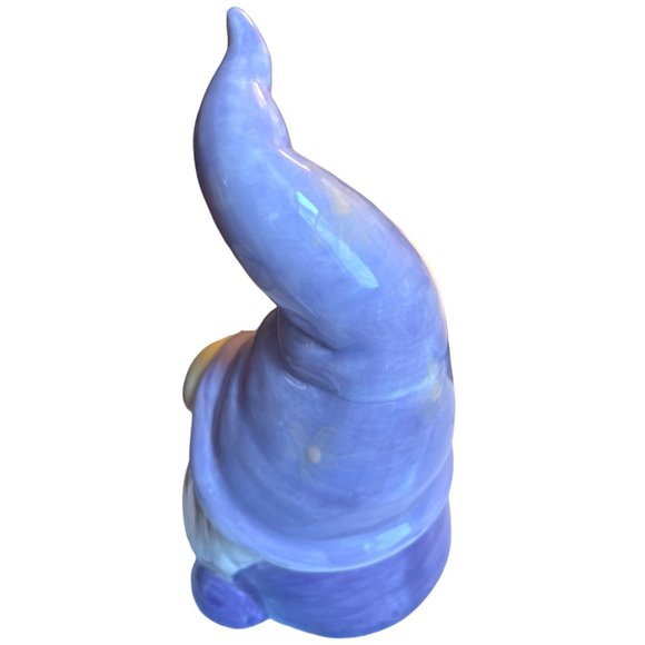 Hand-Painted GNOME Ceramic Decor Pastel Lilac 8.75" tall Whimsical - Picture 7 of 14